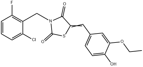 591728-73-3 3-(2-chloro-6-fluorobenzyl)-5-(3-ethoxy-4-hydroxybenzylidene)-1,3-thiazolidine-2,4-dione