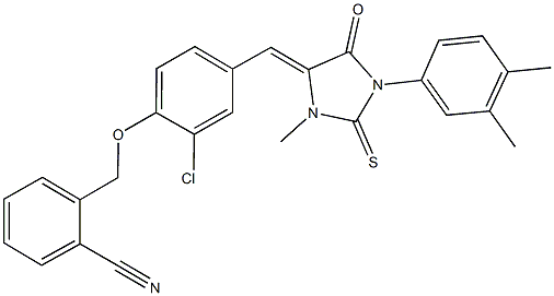 591737-03-0 2-[(2-chloro-4-{[1-(3,4-dimethylphenyl)-3-methyl-5-oxo-2-thioxo-4-imidazolidinylidene]methyl}phenoxy)methyl]benzonitrile