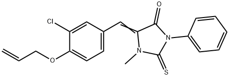 5-[4-(allyloxy)-3-chlorobenzylidene]-1-methyl-3-phenyl-2-thioxoimidazolidin-4-one Struktur