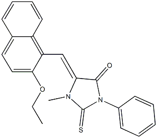 5-[(2-ethoxy-1-naphthyl)methylene]-1-methyl-3-phenyl-2-thioxoimidazolidin-4-one Struktur