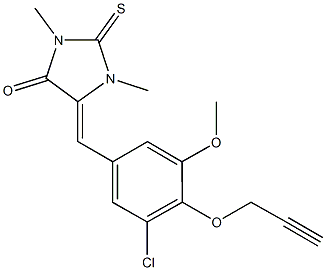 5-[3-chloro-5-methoxy-4-(prop-2-ynyloxy)benzylidene]-1,3-dimethyl-2-thioxoimidazolidin-4-one Struktur