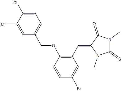 5-{5-bromo-2-[(3,4-dichlorobenzyl)oxy]benzylidene}-1,3-dimethyl-2-thioxoimidazolidin-4-one Structure