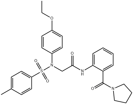 2-{4-ethoxy[(4-methylphenyl)sulfonyl]anilino}-N-[2-(pyrrolidin-1-ylcarbonyl)phenyl]acetamide 化学構造式