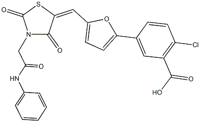 5-(5-{[3-(2-anilino-2-oxoethyl)-2,4-dioxo-1,3-thiazolidin-5-ylidene]methyl}-2-furyl)-2-chlorobenzoic acid|