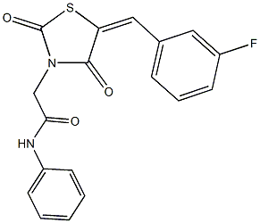2-[5-(3-fluorobenzylidene)-2,4-dioxo-1,3-thiazolidin-3-yl]-N-phenylacetamide Struktur