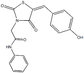 2-[5-(4-hydroxybenzylidene)-2,4-dioxo-1,3-thiazolidin-3-yl]-N-phenylacetamide 结构式