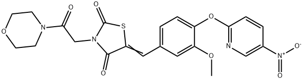 5-[4-({5-nitro-2-pyridinyl}oxy)-3-methoxybenzylidene]-3-[2-(4-morpholinyl)-2-oxoethyl]-1,3-thiazolidine-2,4-dione Structure