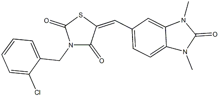 3-(2-chlorobenzyl)-5-[(1,3-dimethyl-2-oxo-2,3-dihydro-1H-benzimidazol-5-yl)methylene]-1,3-thiazolidine-2,4-dione 结构式