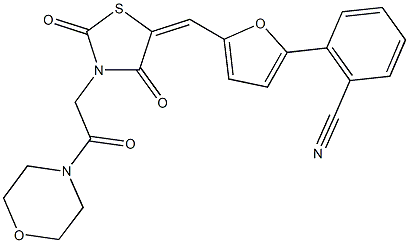 2-[5-({3-[2-(4-morpholinyl)-2-oxoethyl]-2,4-dioxo-1,3-thiazolidin-5-ylidene}methyl)-2-furyl]benzonitrile Structure