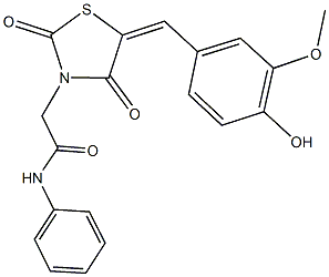 2-[5-(4-hydroxy-3-methoxybenzylidene)-2,4-dioxo-1,3-thiazolidin-3-yl]-N-phenylacetamide Struktur