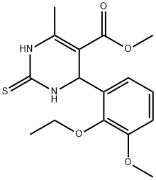 methyl 6-(2-ethoxy-3-methoxyphenyl)-4-methyl-2-sulfanyl-1,6-dihydropyrimidine-5-carboxylate Struktur