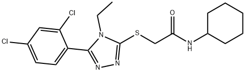 N-cyclohexyl-2-{[5-(2,4-dichlorophenyl)-4-ethyl-4H-1,2,4-triazol-3-yl]sulfanyl}acetamide 结构式