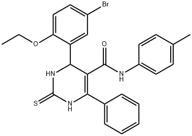 6-(5-bromo-2-ethoxyphenyl)-N-(4-methylphenyl)-4-phenyl-2-sulfanyl-1,6-dihydropyrimidine-5-carboxamide Structure