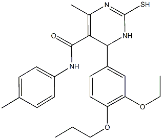 6-(3-ethoxy-4-propoxyphenyl)-4-methyl-N-(4-methylphenyl)-2-sulfanyl-1,6-dihydro-5-pyrimidinecarboxamide Struktur