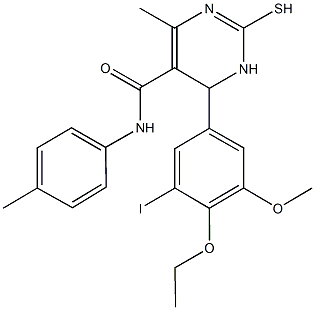 6-(4-ethoxy-3-iodo-5-methoxyphenyl)-4-methyl-N-(4-methylphenyl)-2-sulfanyl-1,6-dihydro-5-pyrimidinecarboxamide Structure