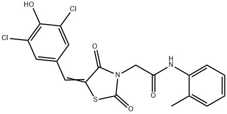 2-[5-(3,5-dichloro-4-hydroxybenzylidene)-2,4-dioxo-1,3-thiazolidin-3-yl]-N-(2-methylphenyl)acetamide Struktur
