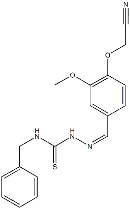 (4-{2-[(benzylamino)carbothioyl]carbohydrazonoyl}-2-methoxyphenoxy)acetonitrile Structure