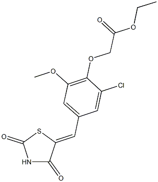 ethyl {2-chloro-4-[(2,4-dioxo-1,3-thiazolidin-5-ylidene)methyl]-6-methoxyphenoxy}acetate,592475-23-5,结构式