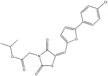 isopropyl (5-{[5-(4-chlorophenyl)-2-furyl]methylene}-2,4-dioxo-1,3-thiazolidin-3-yl)acetate,592475-61-1,结构式