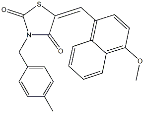 5-[(4-methoxy-1-naphthyl)methylene]-3-(4-methylbenzyl)-1,3-thiazolidine-2,4-dione Struktur