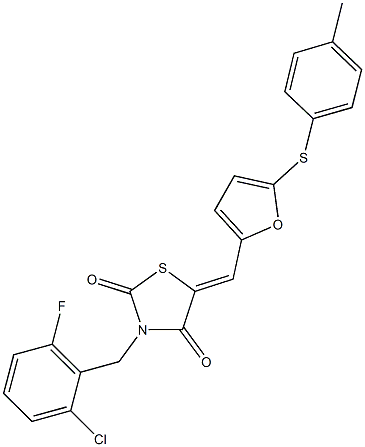 3-(2-chloro-6-fluorobenzyl)-5-({5-[(4-methylphenyl)sulfanyl]-2-furyl}methylene)-1,3-thiazolidine-2,4-dione Structure