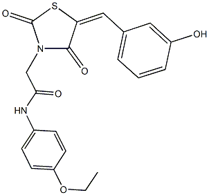 N-(4-ethoxyphenyl)-2-[5-(3-hydroxybenzylidene)-2,4-dioxo-1,3-thiazolidin-3-yl]acetamide Struktur