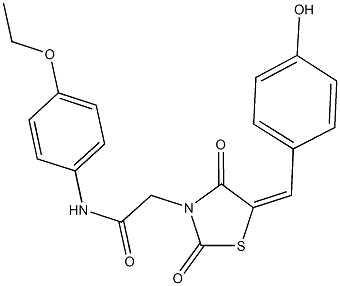N-(4-ethoxyphenyl)-2-[5-(4-hydroxybenzylidene)-2,4-dioxo-1,3-thiazolidin-3-yl]acetamide 结构式