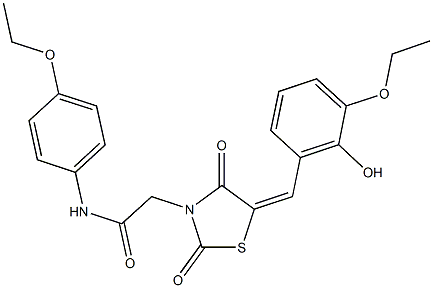 2-[5-(3-ethoxy-2-hydroxybenzylidene)-2,4-dioxo-1,3-thiazolidin-3-yl]-N-(4-ethoxyphenyl)acetamide Structure