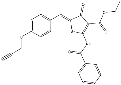 ethyl 2-(benzoylamino)-4-oxo-5-[4-(2-propynyloxy)benzylidene]-4,5-dihydro-3-thiophenecarboxylate Structure