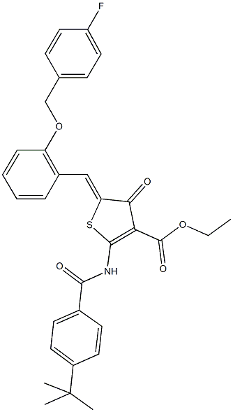 ethyl 2-[(4-tert-butylbenzoyl)amino]-5-{2-[(4-fluorobenzyl)oxy]benzylidene}-4-oxo-4,5-dihydro-3-thiophenecarboxylate|
