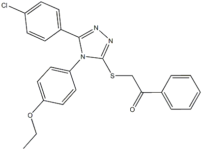 2-{[5-(4-chlorophenyl)-4-(4-ethoxyphenyl)-4H-1,2,4-triazol-3-yl]sulfanyl}-1-phenylethanone 结构式