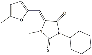 3-cyclohexyl-1-methyl-5-[(5-methyl-2-furyl)methylene]-2-thioxo-4-imidazolidinone Structure