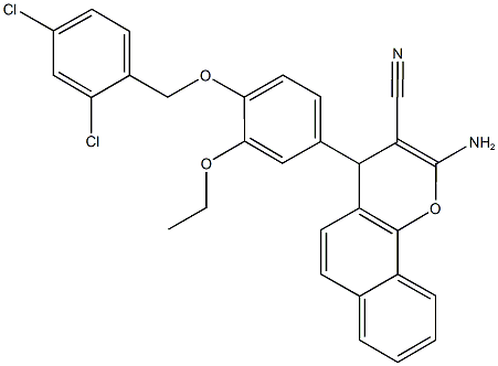 2-amino-4-{4-[(2,4-dichlorobenzyl)oxy]-3-ethoxyphenyl}-4H-benzo[h]chromene-3-carbonitrile Structure