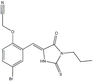 {4-bromo-2-[(5-oxo-1-propyl-2-thioxo-4-imidazolidinylidene)methyl]phenoxy}acetonitrile Structure