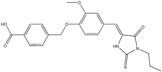 4-({2-methoxy-4-[(5-oxo-1-propyl-2-thioxo-4-imidazolidinylidene)methyl]phenoxy}methyl)benzoic acid|