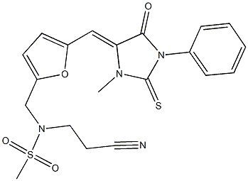 N-(2-cyanoethyl)-N-({5-[(3-methyl-5-oxo-1-phenyl-2-thioxo-4-imidazolidinylidene)methyl]-2-furyl}methyl)methanesulfonamide Structure