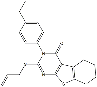 2-(allylsulfanyl)-3-(4-ethylphenyl)-5,6,7,8-tetrahydro[1]benzothieno[2,3-d]pyrimidin-4(3H)-one,592537-15-0,结构式