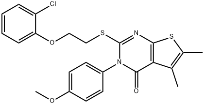 2-{[2-(2-chlorophenoxy)ethyl]sulfanyl}-3-(4-methoxyphenyl)-5,6-dimethylthieno[2,3-d]pyrimidin-4(3H)-one 结构式