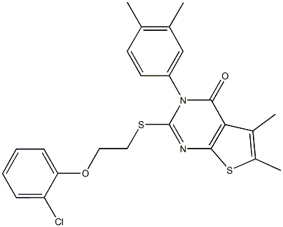 2-{[2-(2-chlorophenoxy)ethyl]sulfanyl}-3-(3,4-dimethylphenyl)-5,6-dimethylthieno[2,3-d]pyrimidin-4(3H)-one,592537-21-8,结构式