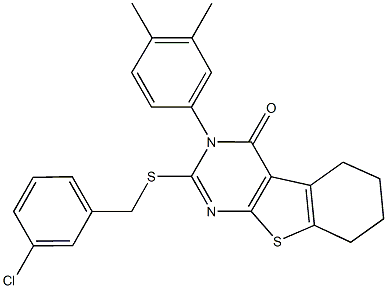 2-[(3-chlorobenzyl)sulfanyl]-3-(3,4-dimethylphenyl)-5,6,7,8-tetrahydro[1]benzothieno[2,3-d]pyrimidin-4(3H)-one Structure