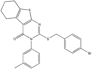 2-[(4-bromobenzyl)sulfanyl]-3-(3-methylphenyl)-5,6,7,8-tetrahydro[1]benzothieno[2,3-d]pyrimidin-4(3H)-one Structure