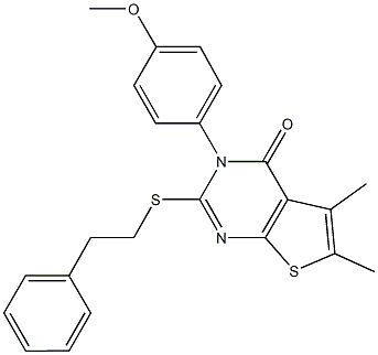 3-(4-methoxyphenyl)-5,6-dimethyl-2-[(2-phenylethyl)sulfanyl]thieno[2,3-d]pyrimidin-4(3H)-one Structure