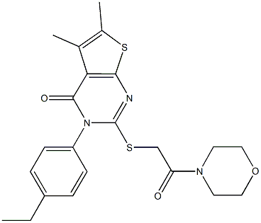 3-(4-ethylphenyl)-5,6-dimethyl-2-{[2-(4-morpholinyl)-2-oxoethyl]sulfanyl}thieno[2,3-d]pyrimidin-4(3H)-one Struktur