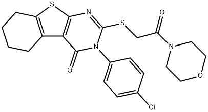 3-(4-chlorophenyl)-2-{[2-(4-morpholinyl)-2-oxoethyl]sulfanyl}-5,6,7,8-tetrahydro[1]benzothieno[2,3-d]pyrimidin-4(3H)-one,592537-46-7,结构式