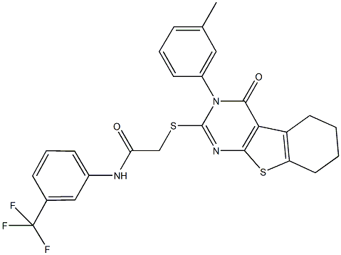 2-{[3-(3-methylphenyl)-4-oxo-3,4,5,6,7,8-hexahydro[1]benzothieno[2,3-d]pyrimidin-2-yl]sulfanyl}-N-[3-(trifluoromethyl)phenyl]acetamide Structure