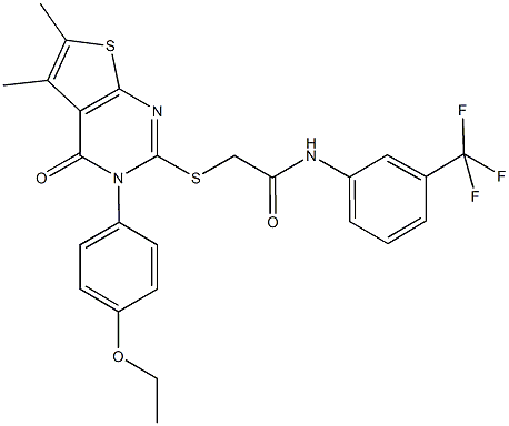 2-{[3-(4-ethoxyphenyl)-5,6-dimethyl-4-oxo-3,4-dihydrothieno[2,3-d]pyrimidin-2-yl]sulfanyl}-N-[3-(trifluoromethyl)phenyl]acetamide Struktur