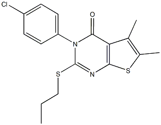 3-(4-chlorophenyl)-5,6-dimethyl-2-(propylsulfanyl)thieno[2,3-d]pyrimidin-4(3H)-one Structure