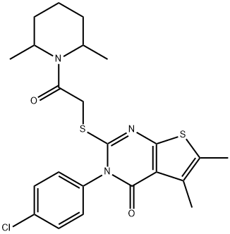 592537-59-2 3-(4-chlorophenyl)-2-{[2-(2,6-dimethyl-1-piperidinyl)-2-oxoethyl]sulfanyl}-5,6-dimethylthieno[2,3-d]pyrimidin-4(3H)-one