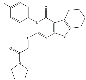 3-(4-fluorophenyl)-2-{[2-oxo-2-(1-pyrrolidinyl)ethyl]sulfanyl}-5,6,7,8-tetrahydro[1]benzothieno[2,3-d]pyrimidin-4(3H)-one 结构式