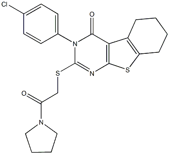 3-(4-chlorophenyl)-2-{[2-oxo-2-(1-pyrrolidinyl)ethyl]sulfanyl}-5,6,7,8-tetrahydro[1]benzothieno[2,3-d]pyrimidin-4(3H)-one Structure